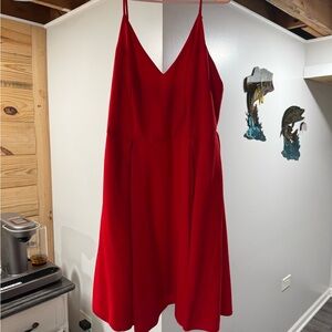 Red V-Neck Spaghetti Strap Dress